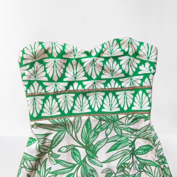 NEW Zara Linen Blend Strapless Midi Dress with Tropical Print, Size S - Picture 14 of 16